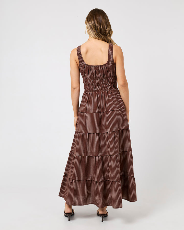 Myla Stripe Maxi Dress Brown