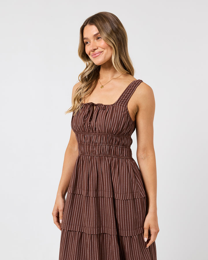 Myla Stripe Maxi Dress Brown