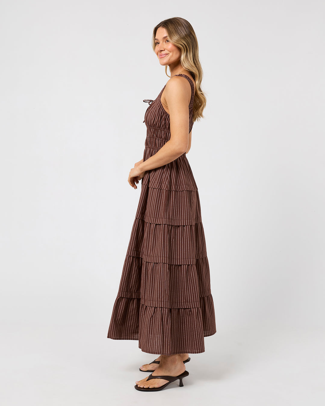 Myla Stripe Maxi Dress Brown