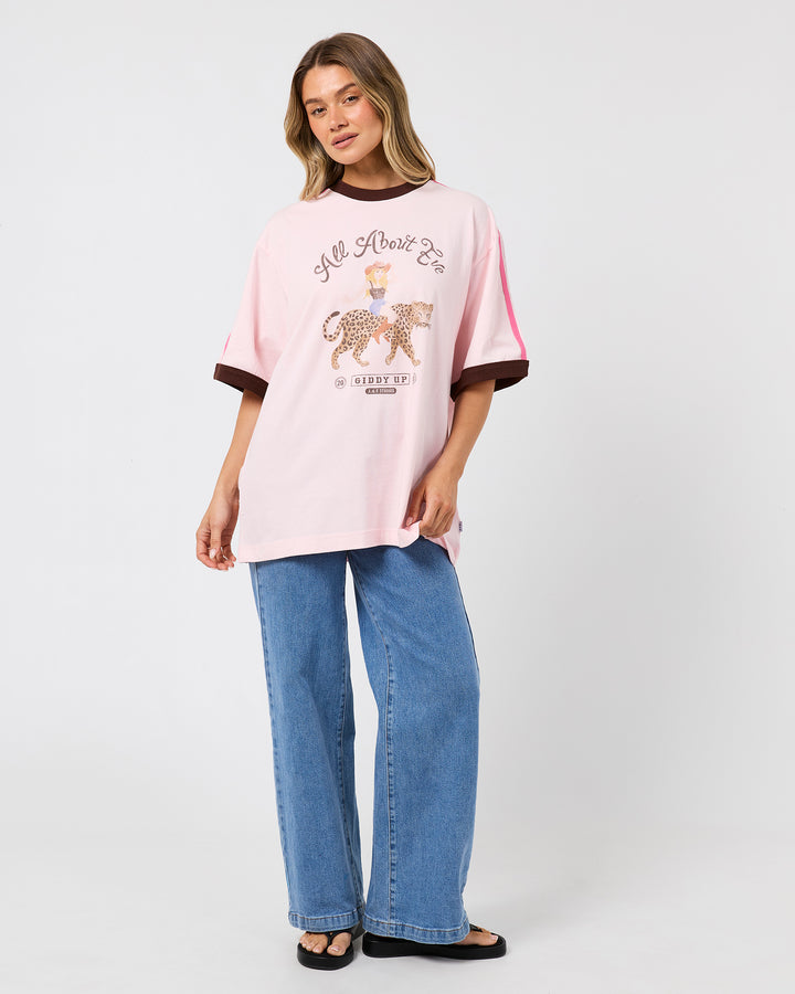 Run Wild Oversized Tee Pale Pink