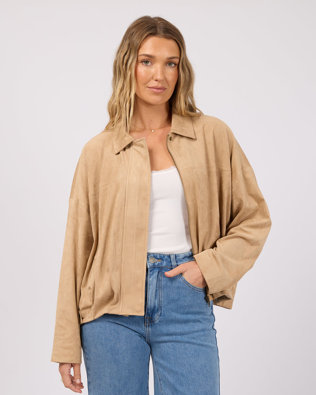 Haze Faux Suede Jacket Latte
