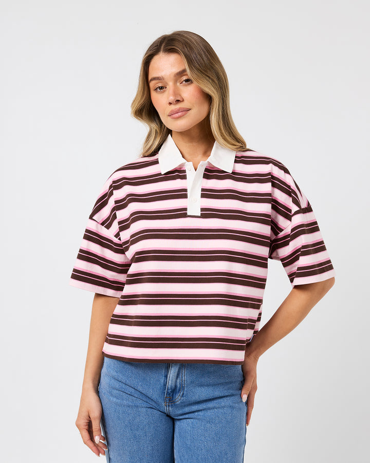 Harri Stripe Rugby Top Pale Pink