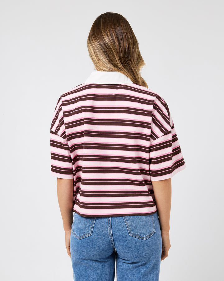 Harri Stripe Rugby Top Pale Pink