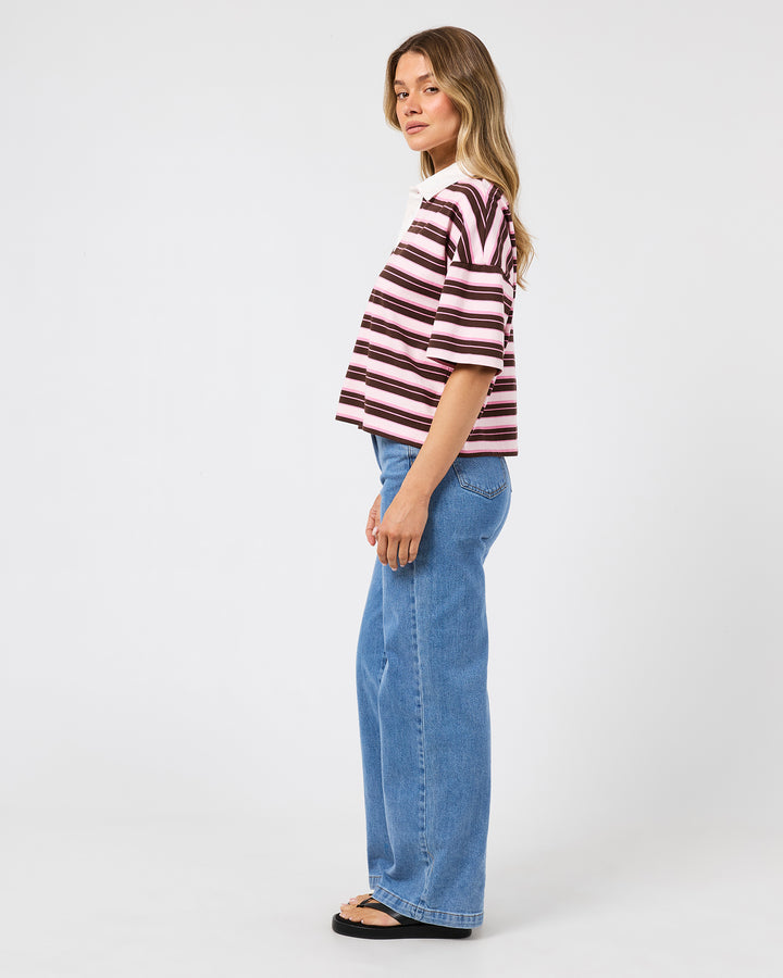 Harri Stripe Rugby Top Pale Pink
