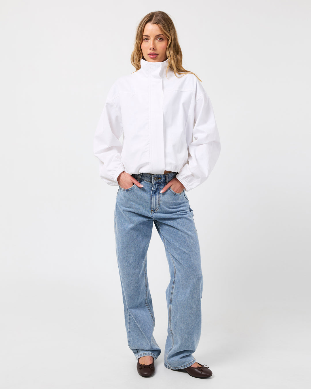 Margo Funnel Neck Jacket Vintage White