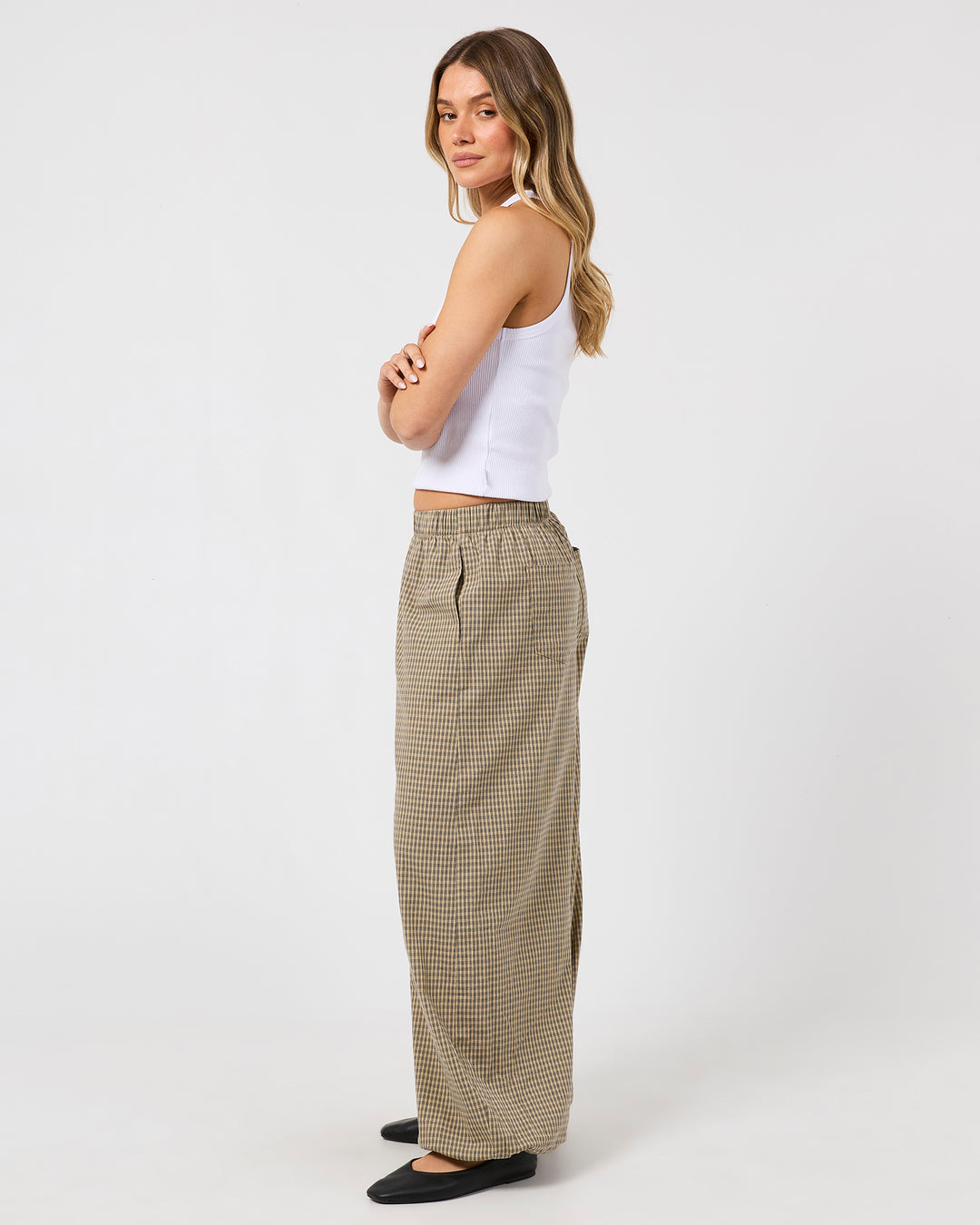 Kenna Check Pant Oatmeal