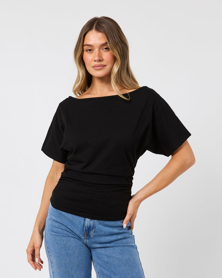 Lune Off Shoulder Top Black