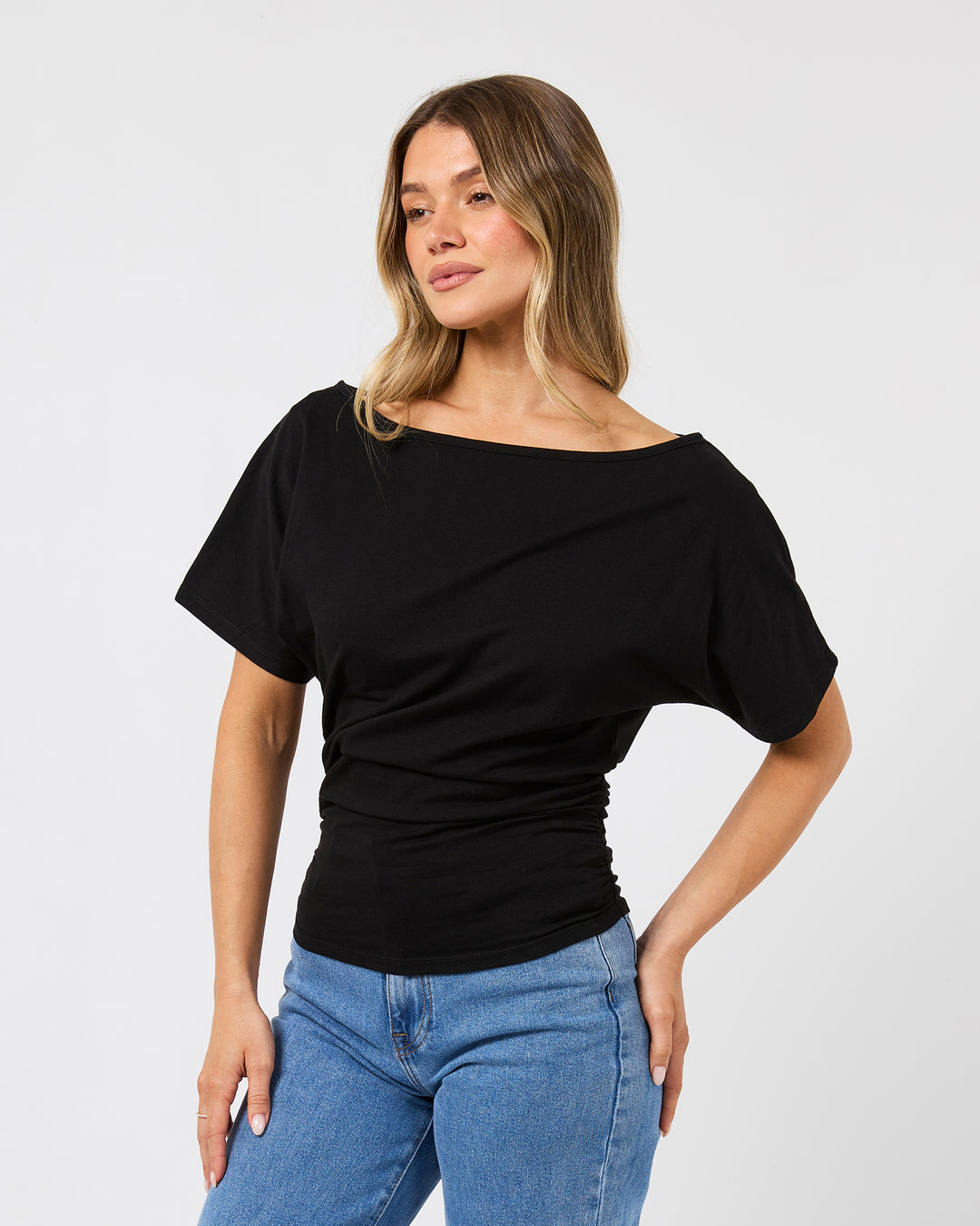 Lune Off Shoulder Top Black