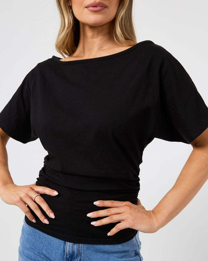 Lune Off Shoulder Top Black