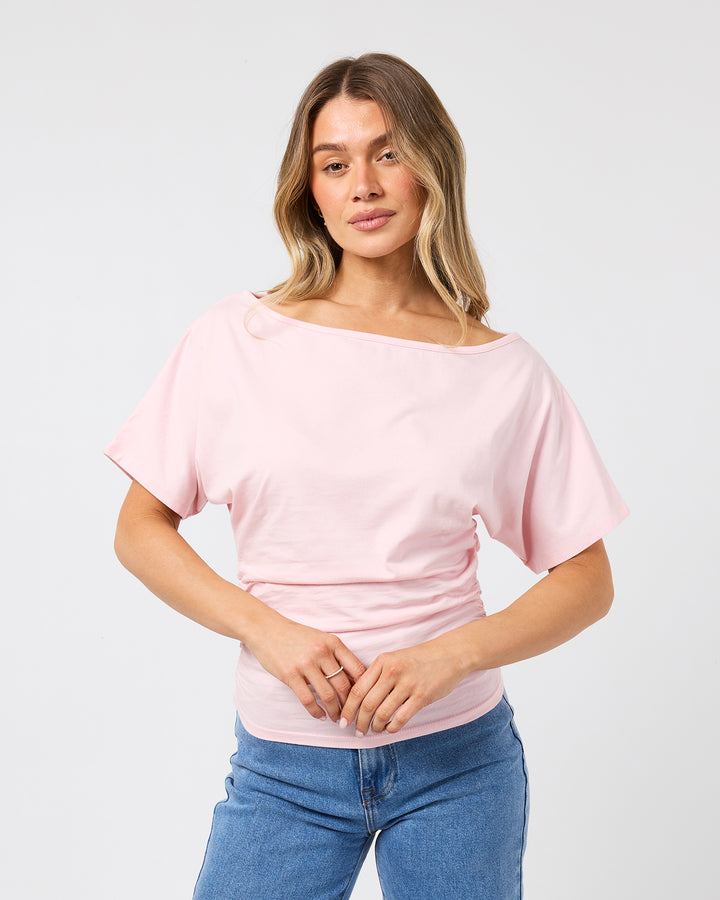 Lune Off Shoulder Top Light Pink