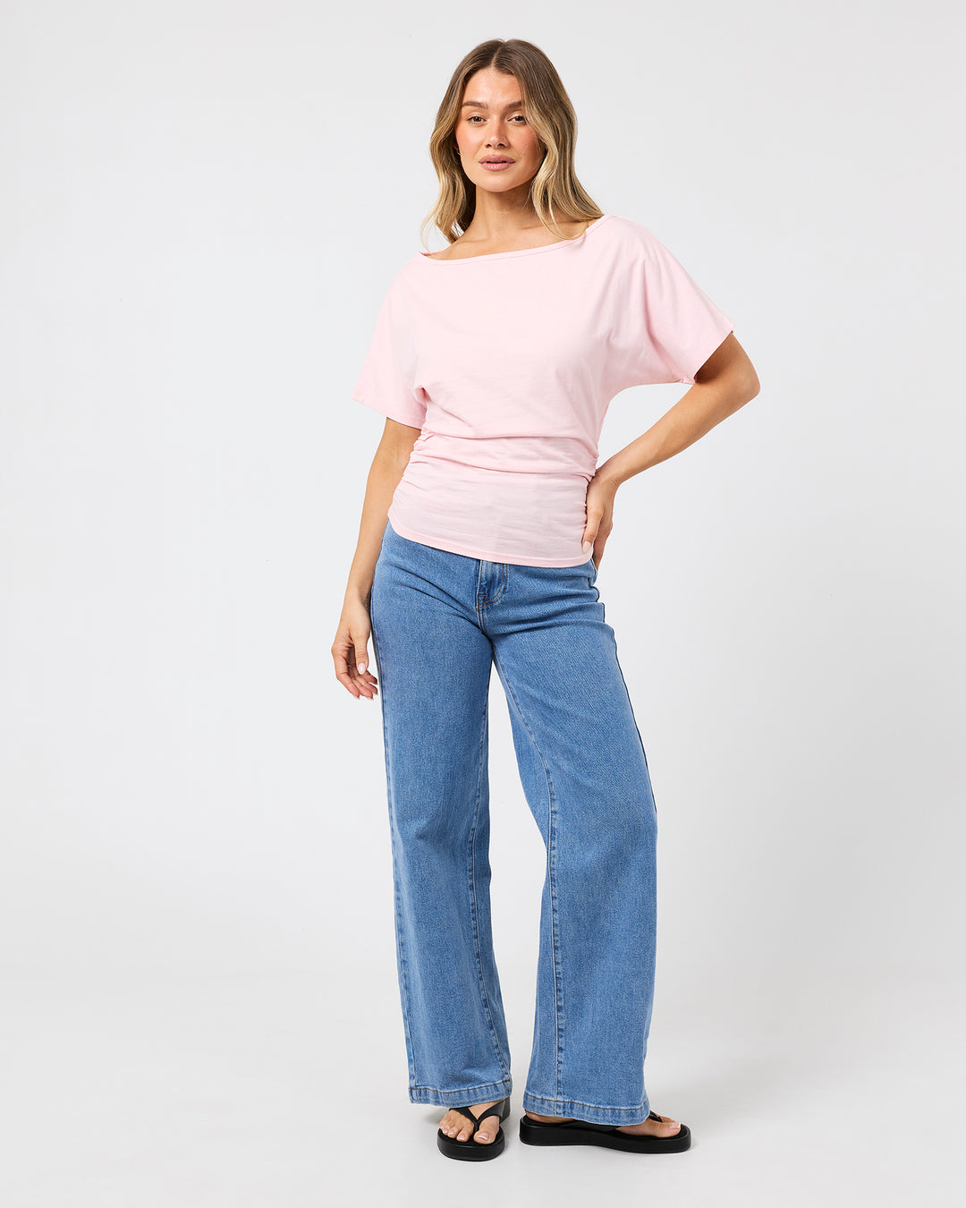 Lune Off Shoulder Top Light Pink