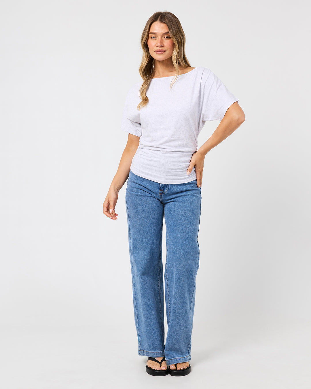 Lune Off Shoulder Top Snow Marle