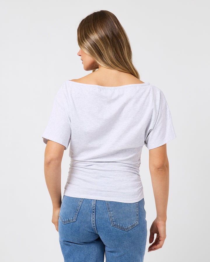 Lune Off Shoulder Top Snow Marle