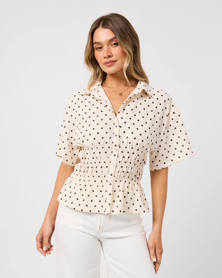 Imani Shirred Top Vanilla