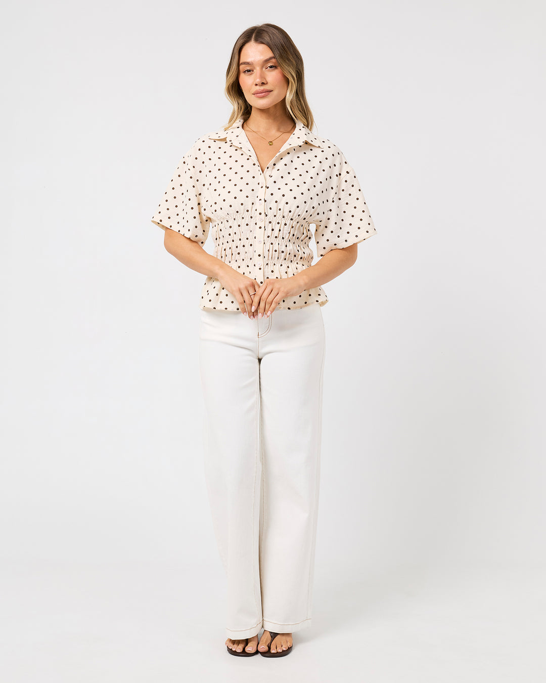Imani Shirred Top Vanilla