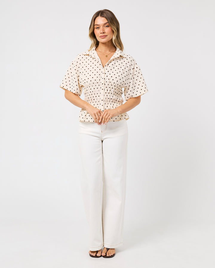 Imani Shirred Top Vanilla