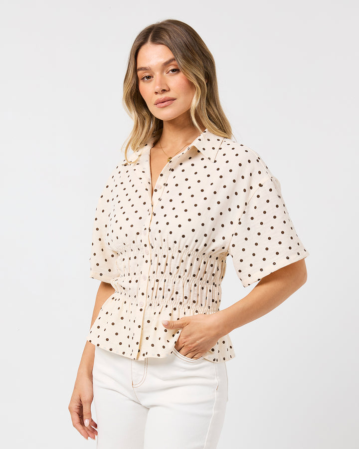 Imani Shirred Top Vanilla