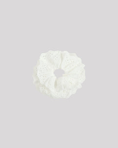 Lola Broderie Scrunchie Vintage White