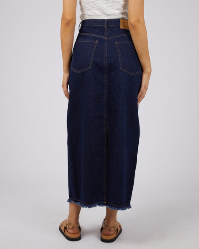 Ray Denim Maxi Skirt Organic Blue