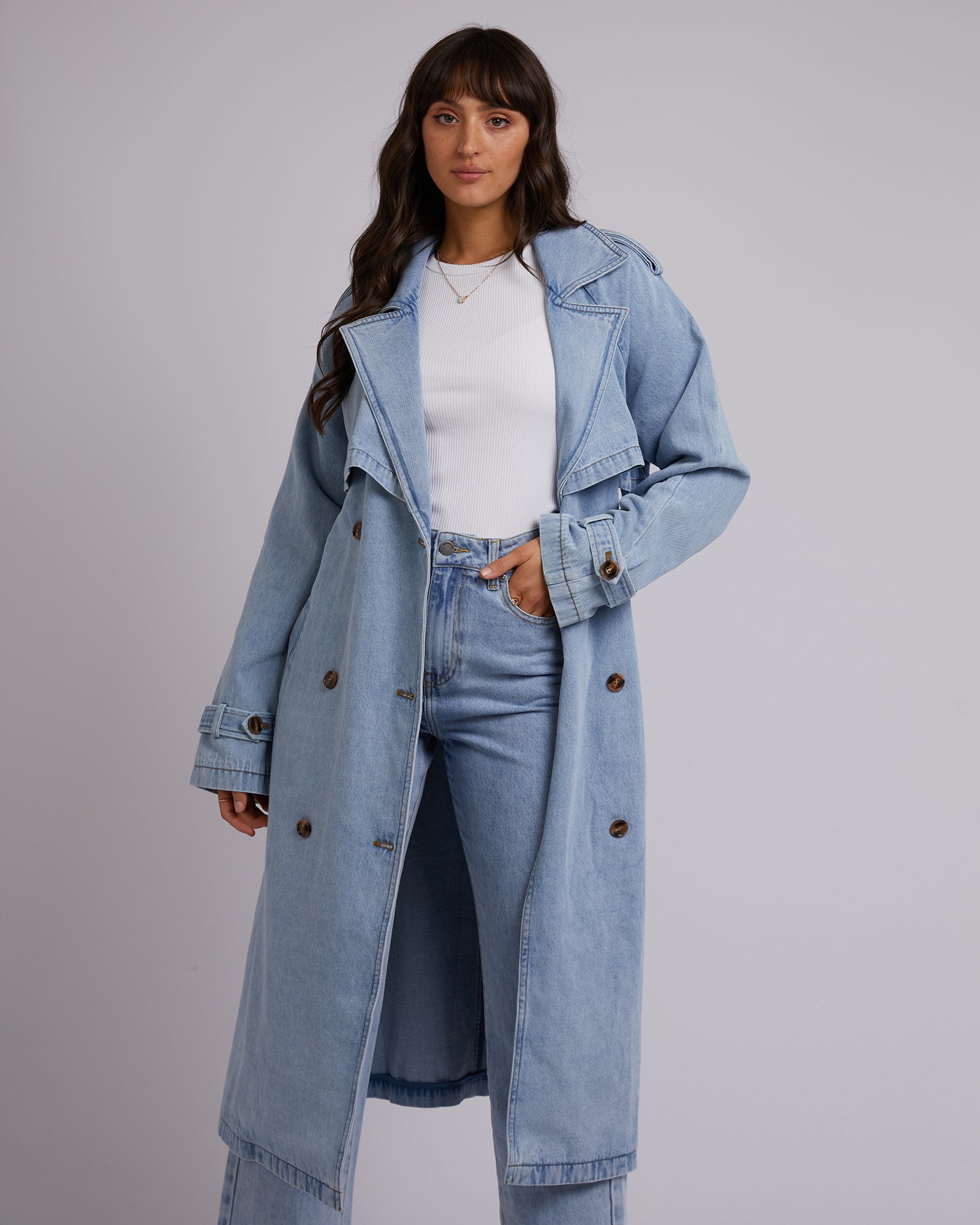 Rio Trench Coat Light Blue – All About Eve Clothing