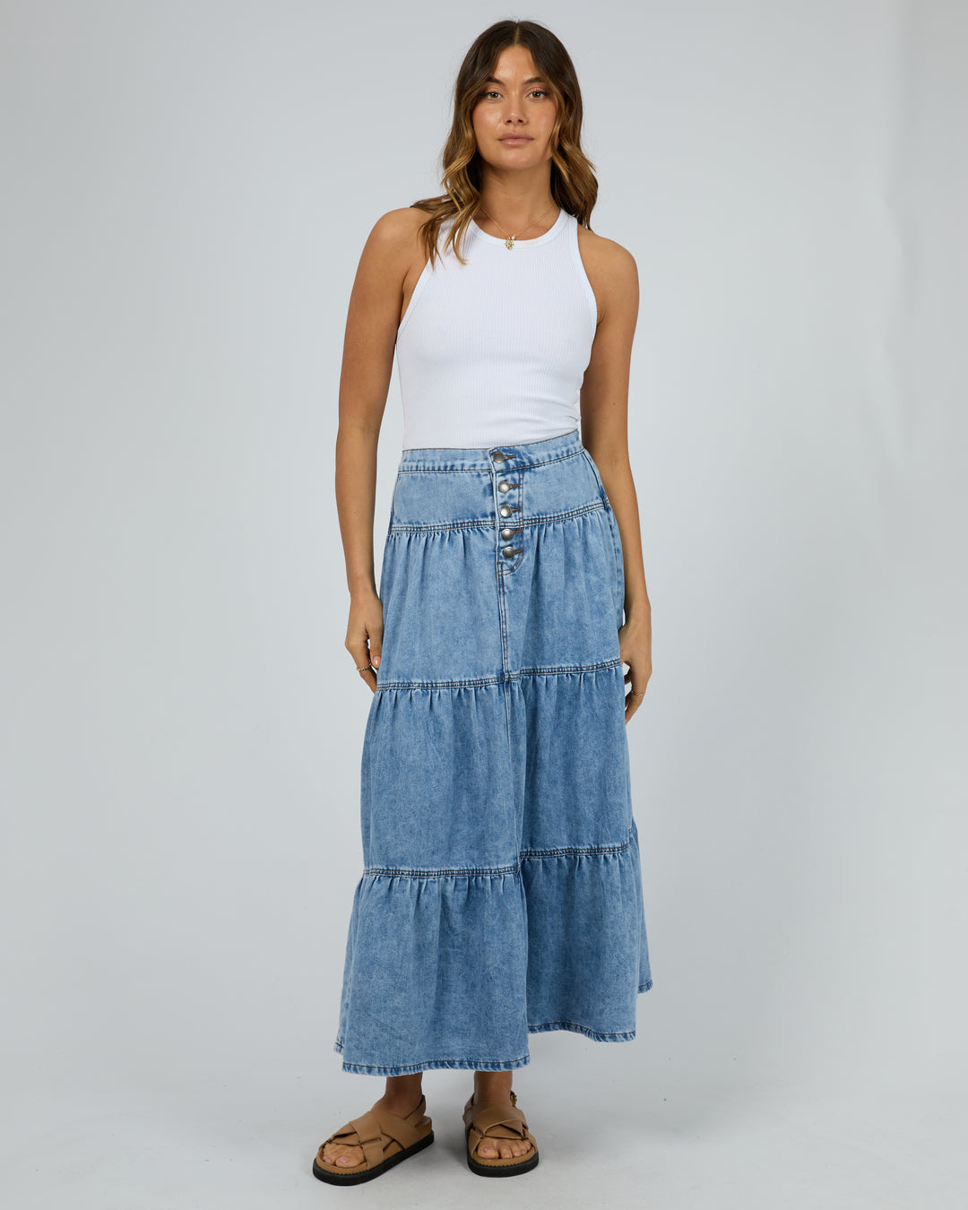 Coco Denim Maxi Skirt Light Blue