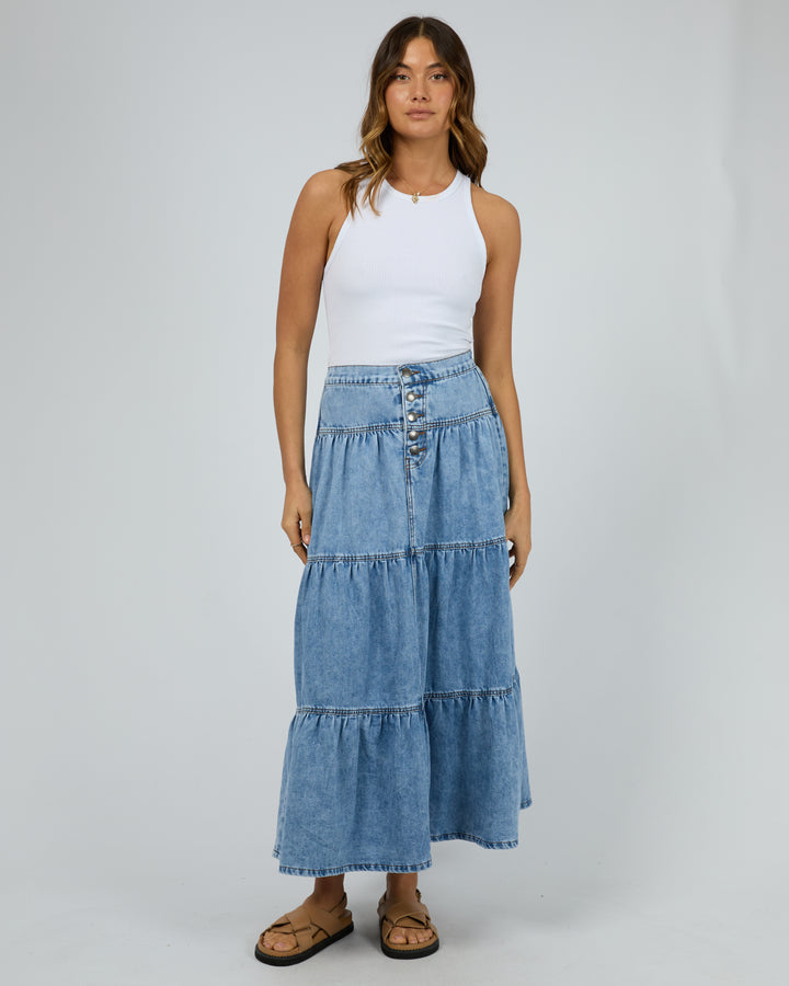 Coco Denim Maxi Skirt Light Blue