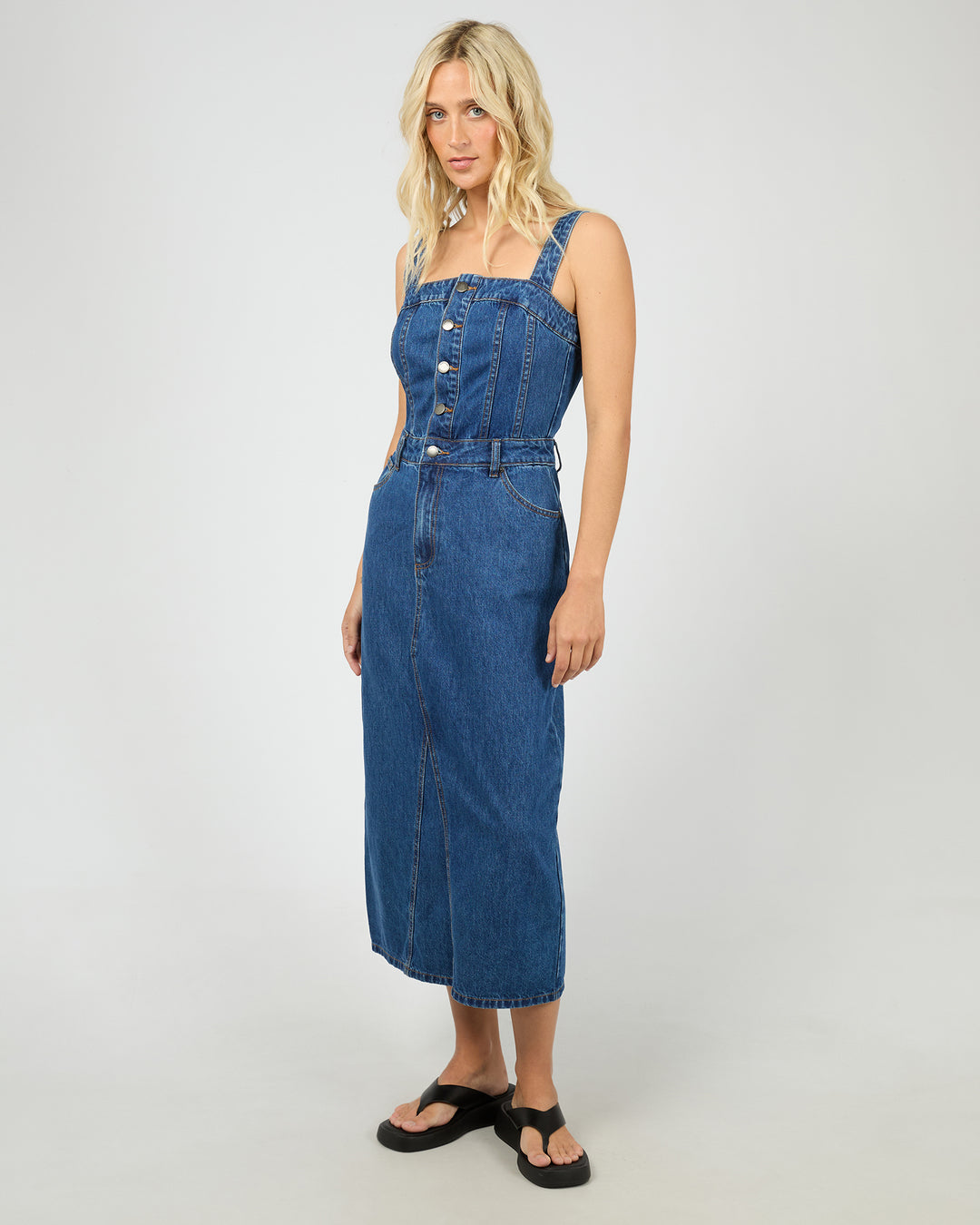 Coco Midi Denim Dress Heritage Blue