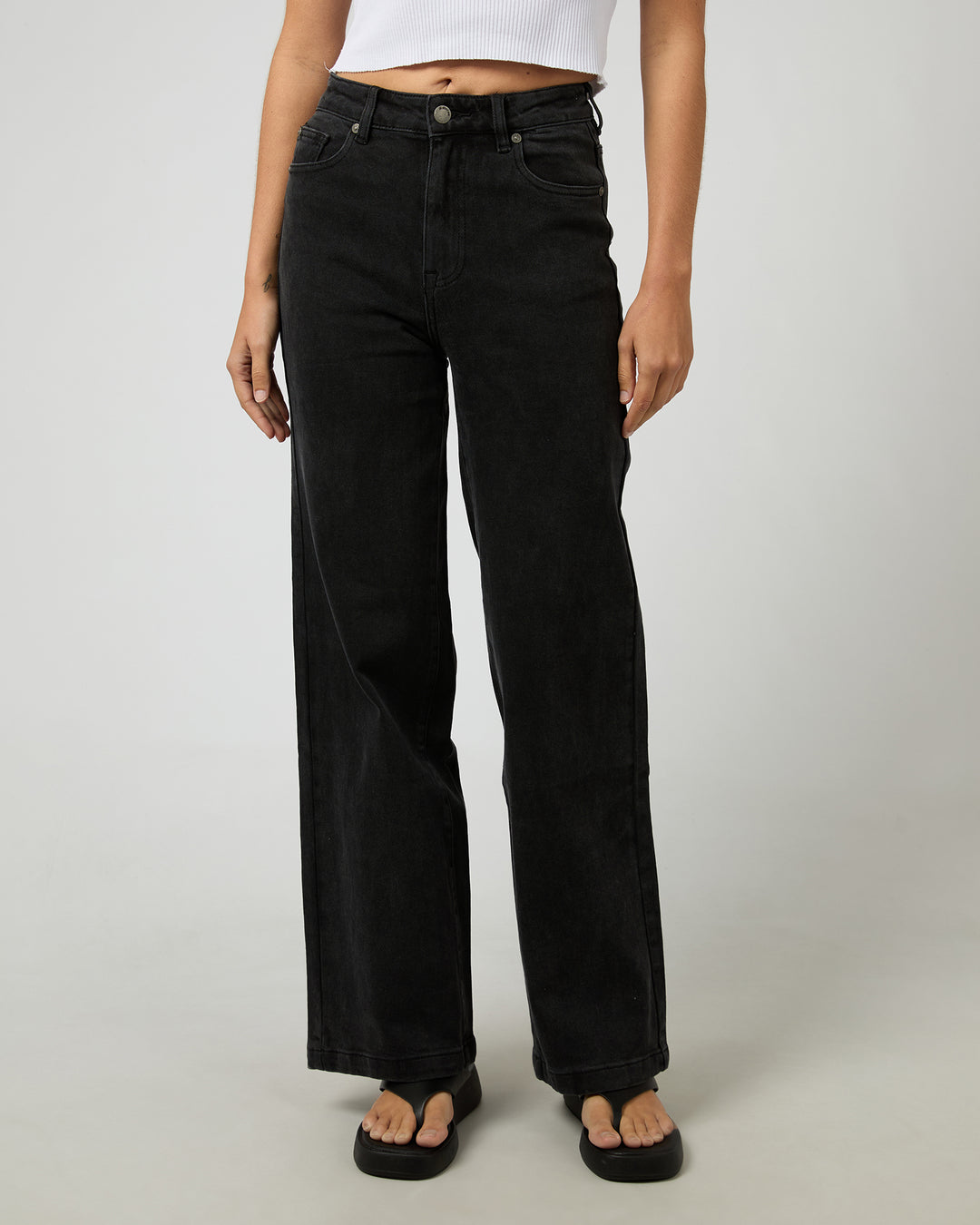 Jacqui Wide Leg Washed Black