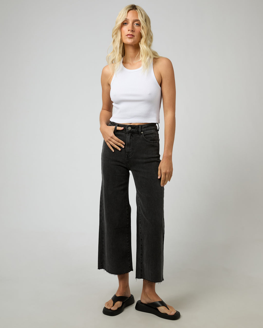 Charlie High Rise Wide Leg Washed Black