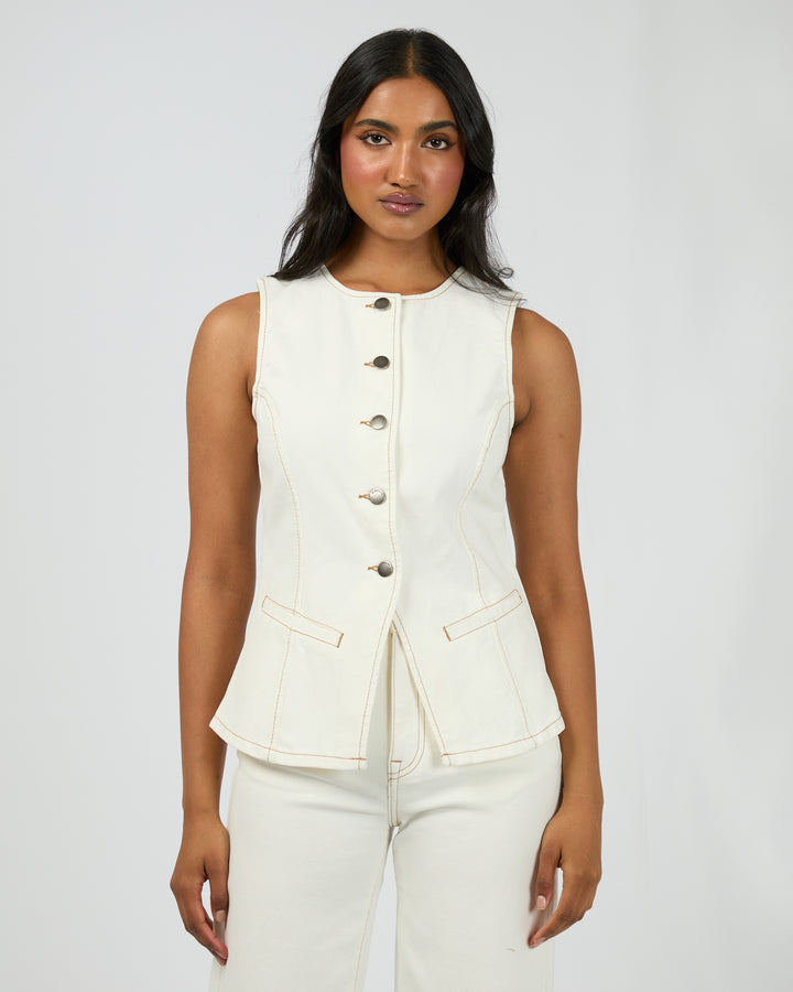 Lena Denim Vest Vintage White