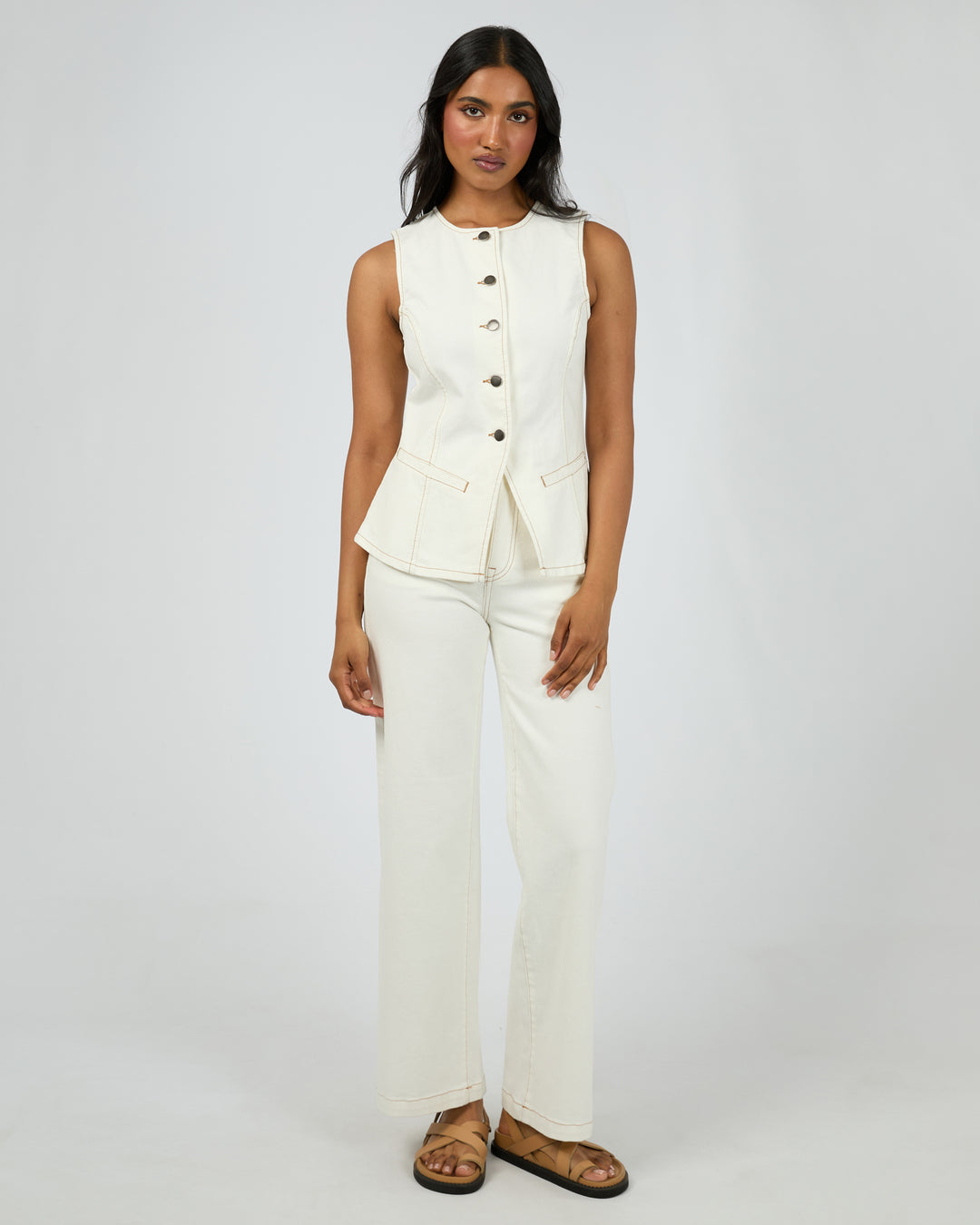 Lena Denim Vest Vintage White