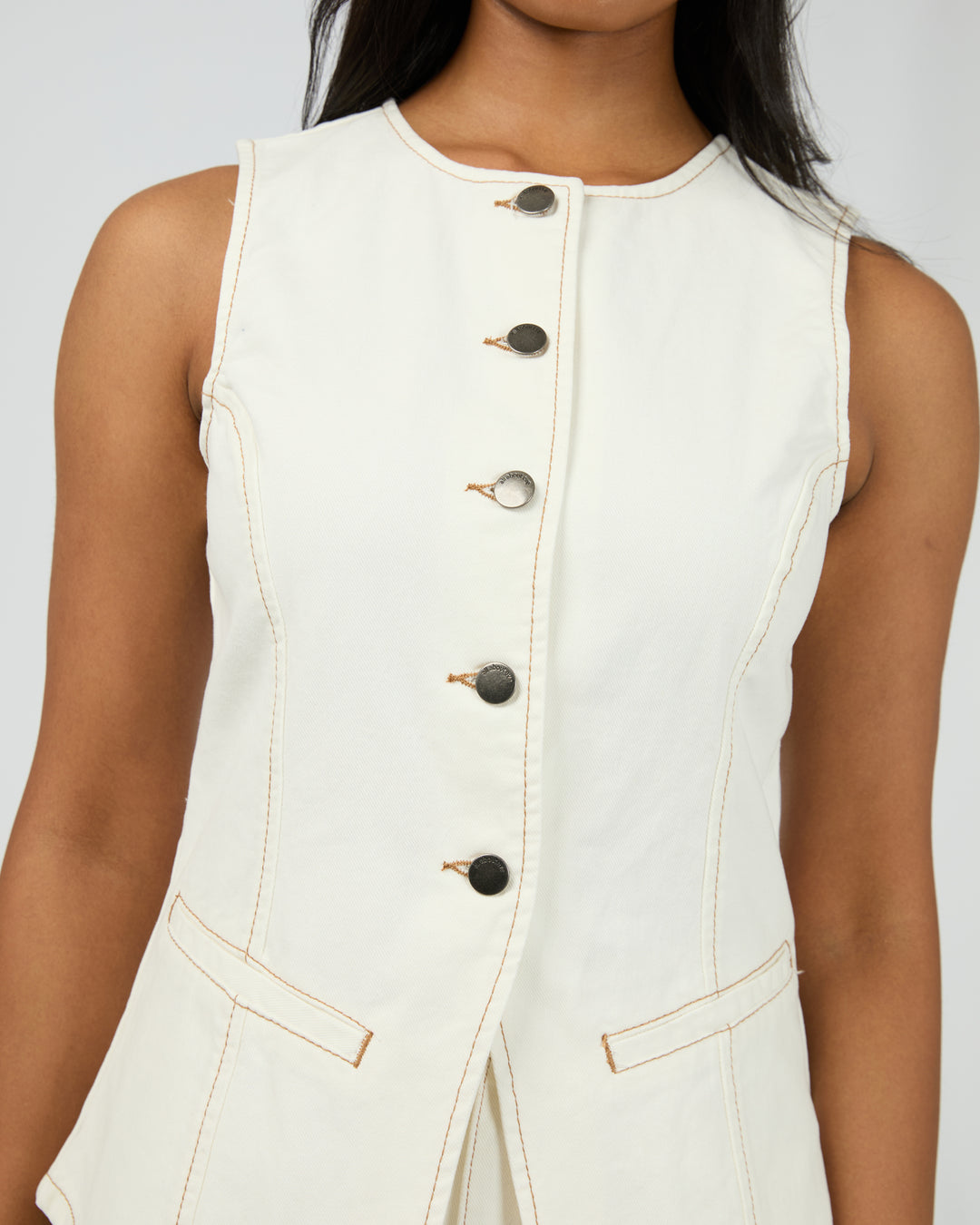 Lena Denim Vest Vintage White