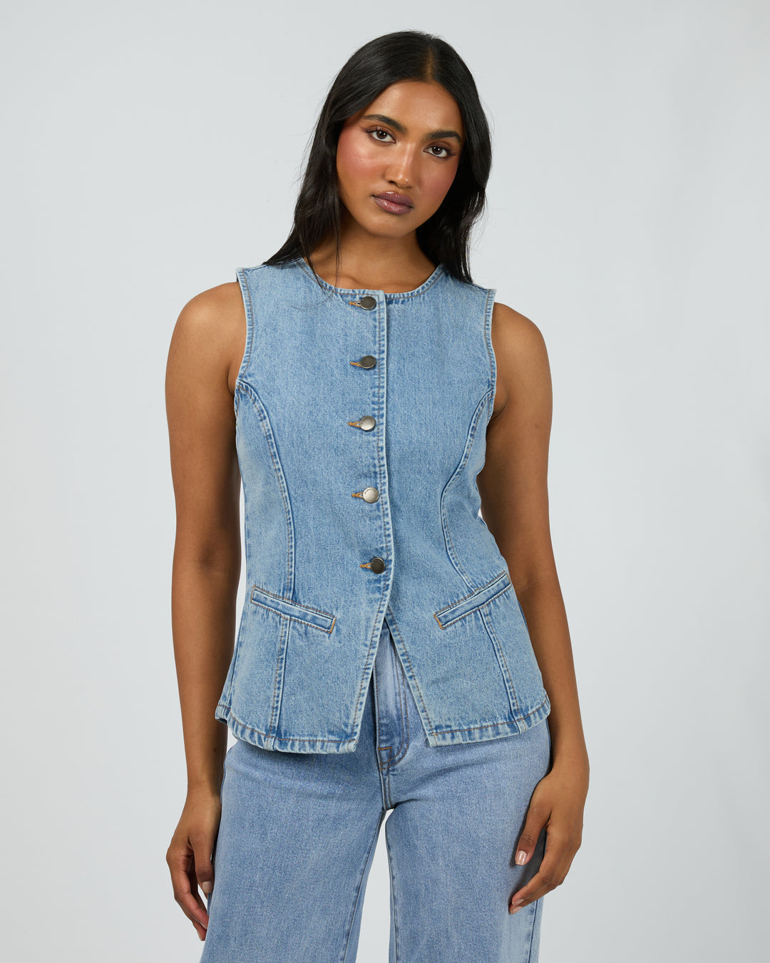 Lena Denim Vest Light Blue