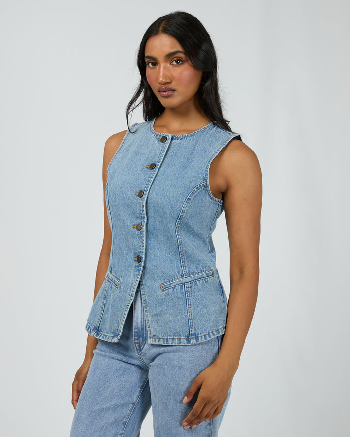 Lena Denim Vest Light Blue