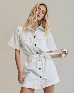 Sunny Denim Mini Dress Vintage White