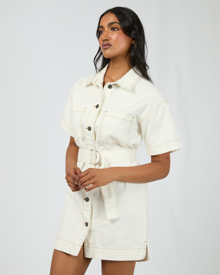 Sunny Denim Dress Vintage White