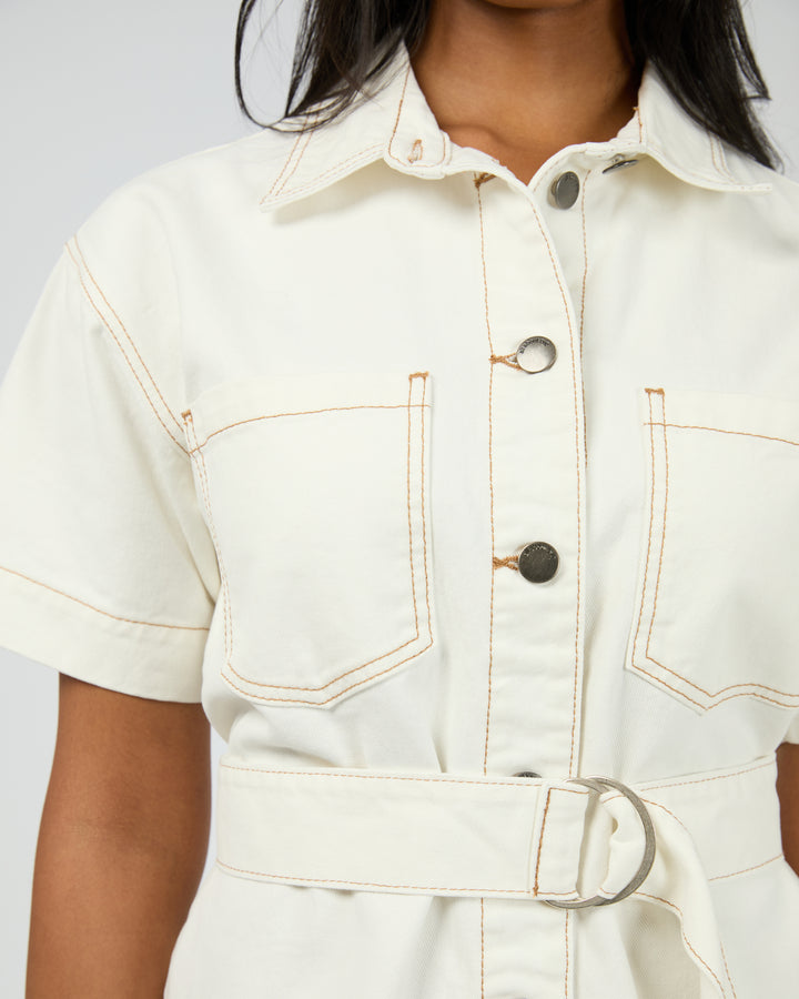 Sunny Denim Dress Vintage White