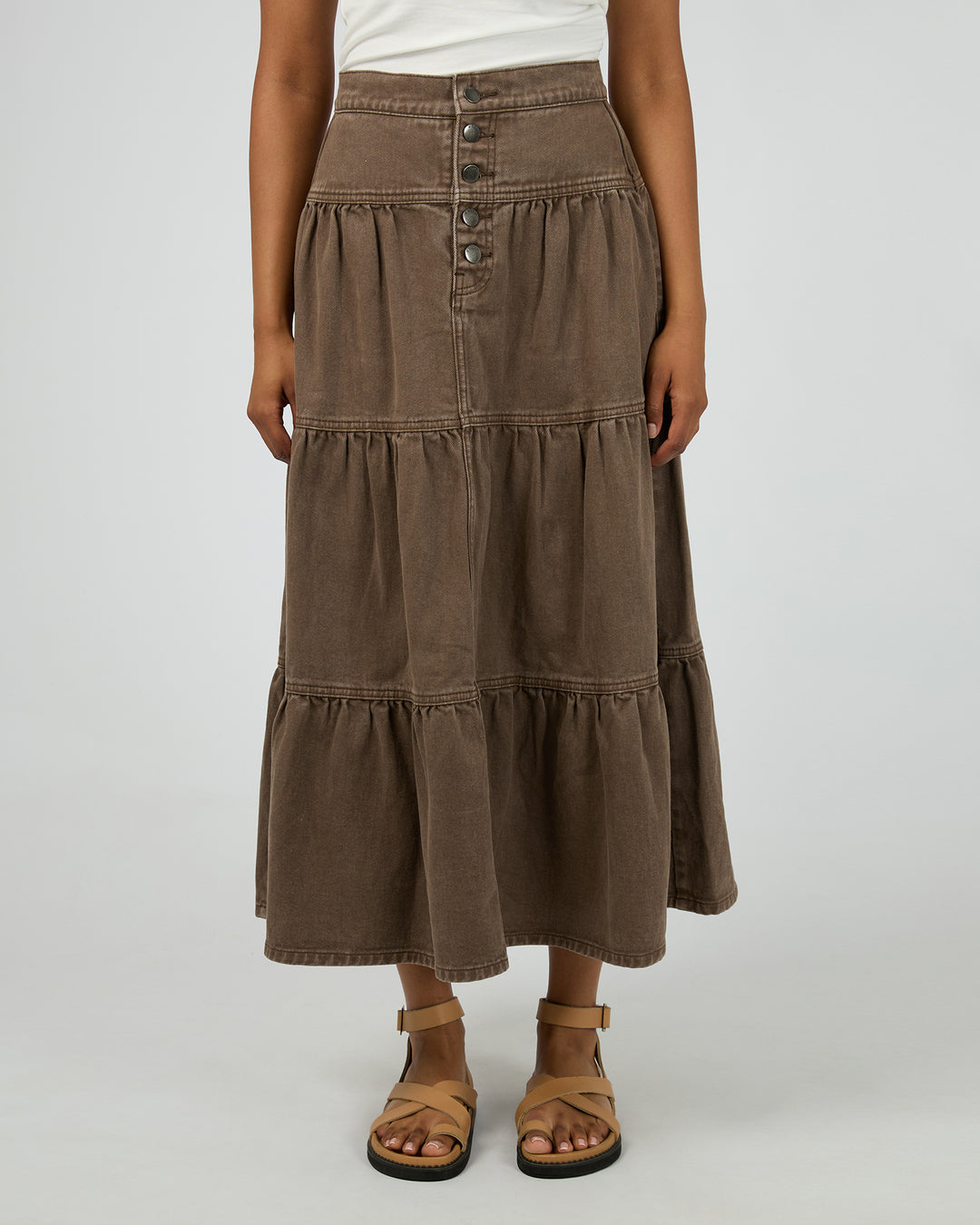 Coco Denim Maxi Skirt Cocoa