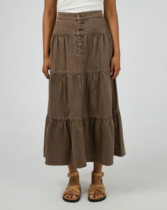 Coco Denim Maxi Skirt Cocoa