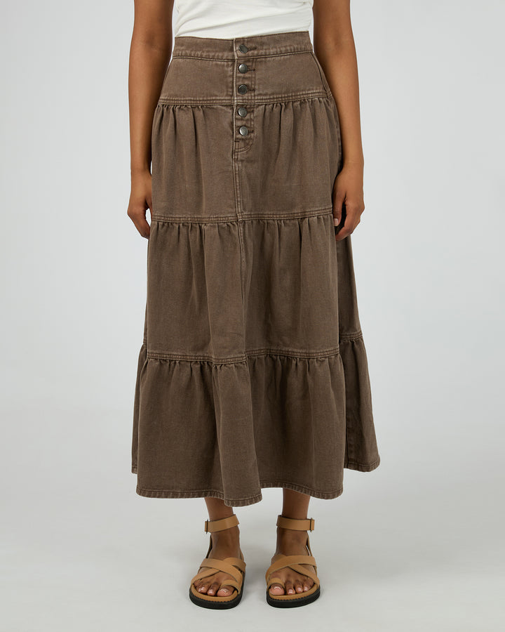 Coco Denim Maxi Skirt Cocoa