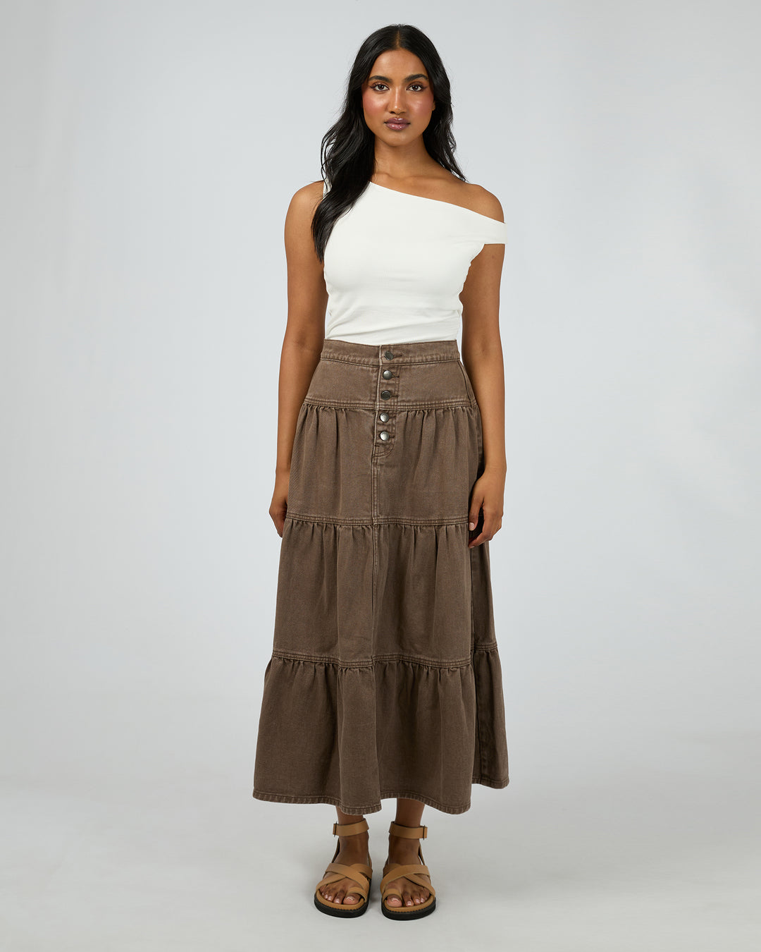 Coco Denim Maxi Skirt Cocoa