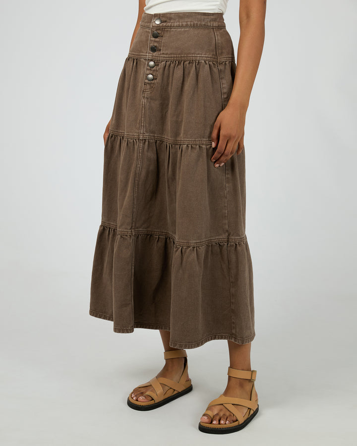 Coco Denim Maxi Skirt Cocoa