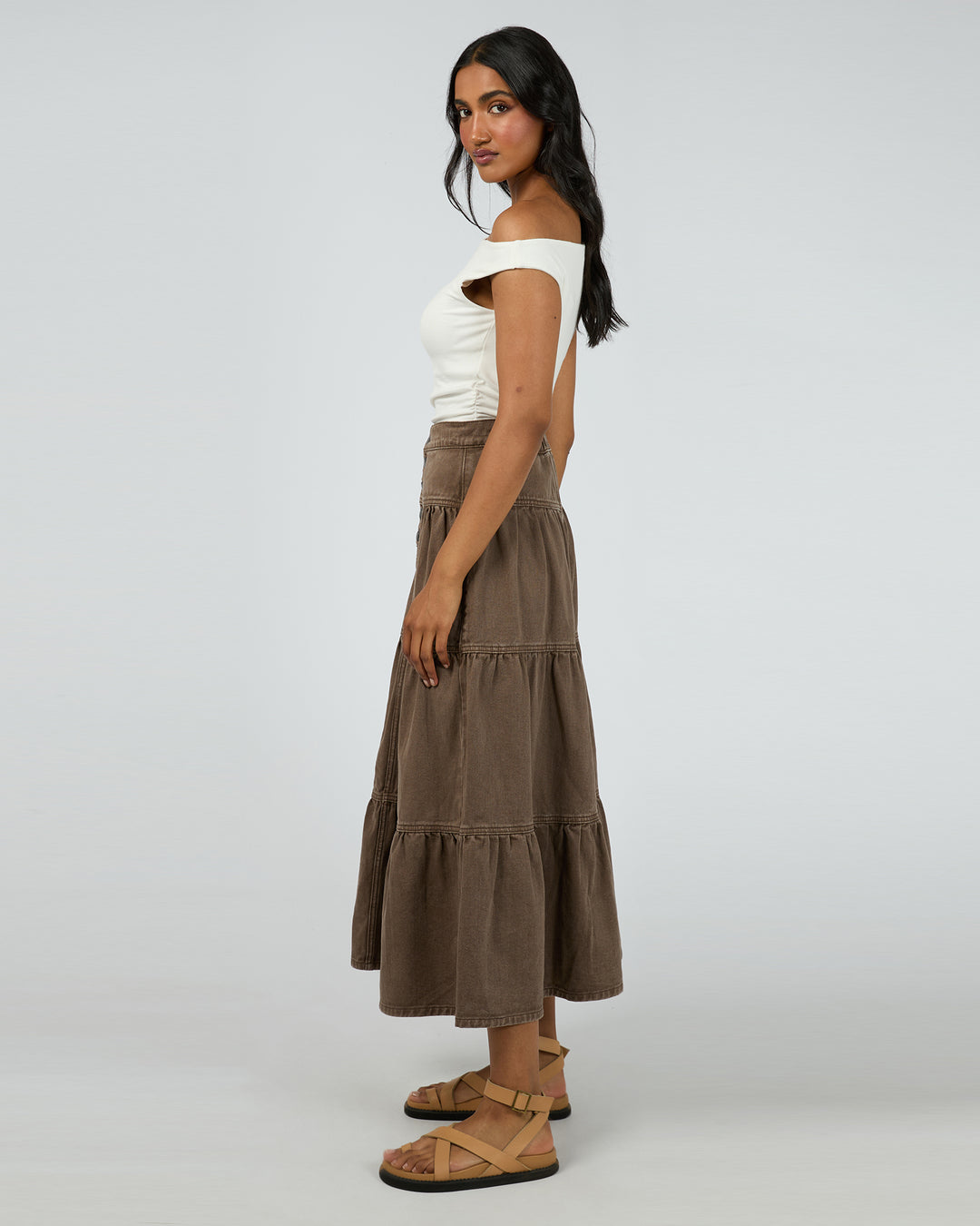 Coco Denim Maxi Skirt Cocoa