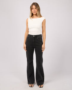 Tia Flare Stud Jean Washed Black