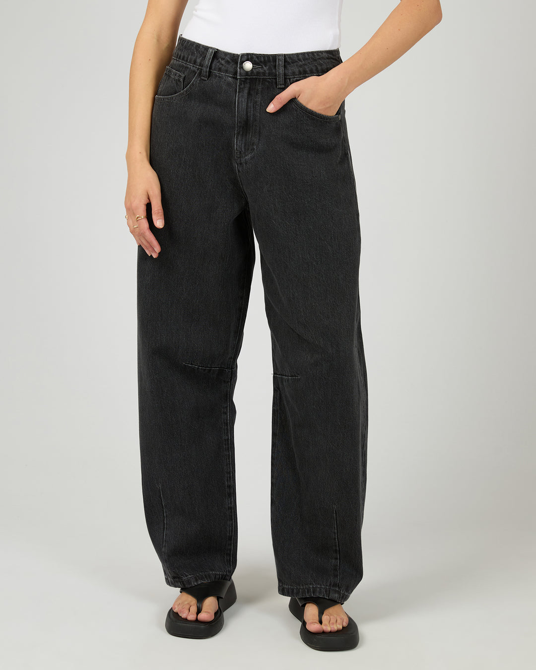 Hallie Barrel Leg Jean  Coal