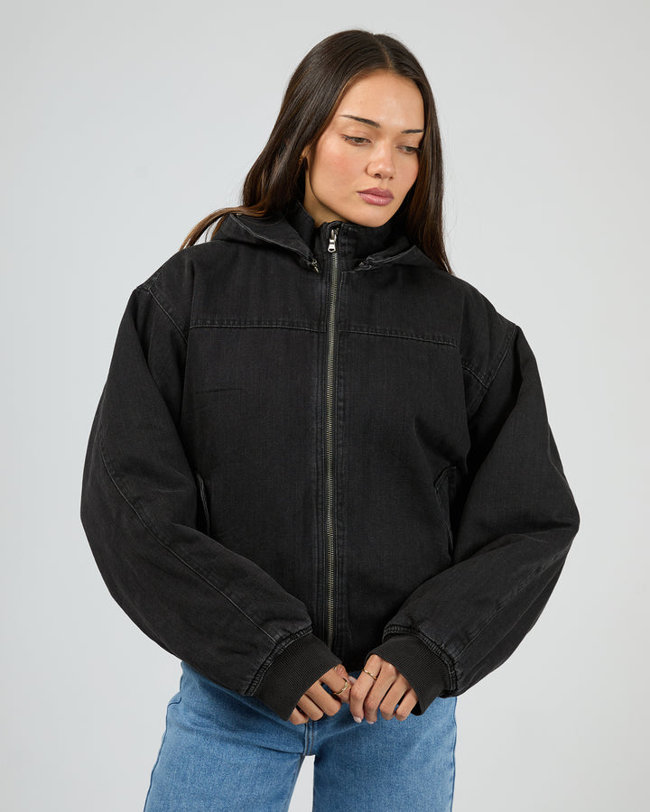 Brixton Denim Bomber Washed Black