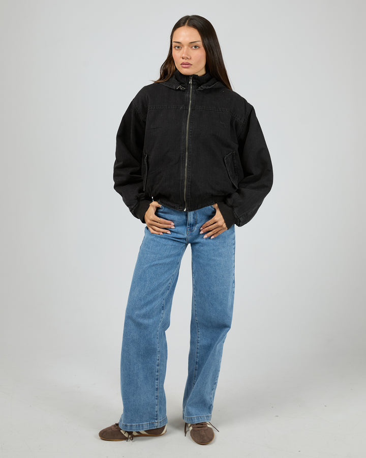 Brixton Denim Bomber Washed Black