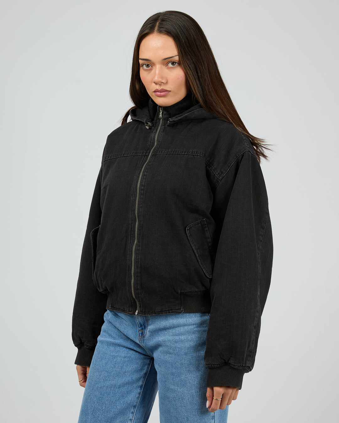 Brixton Denim Bomber Washed Black
