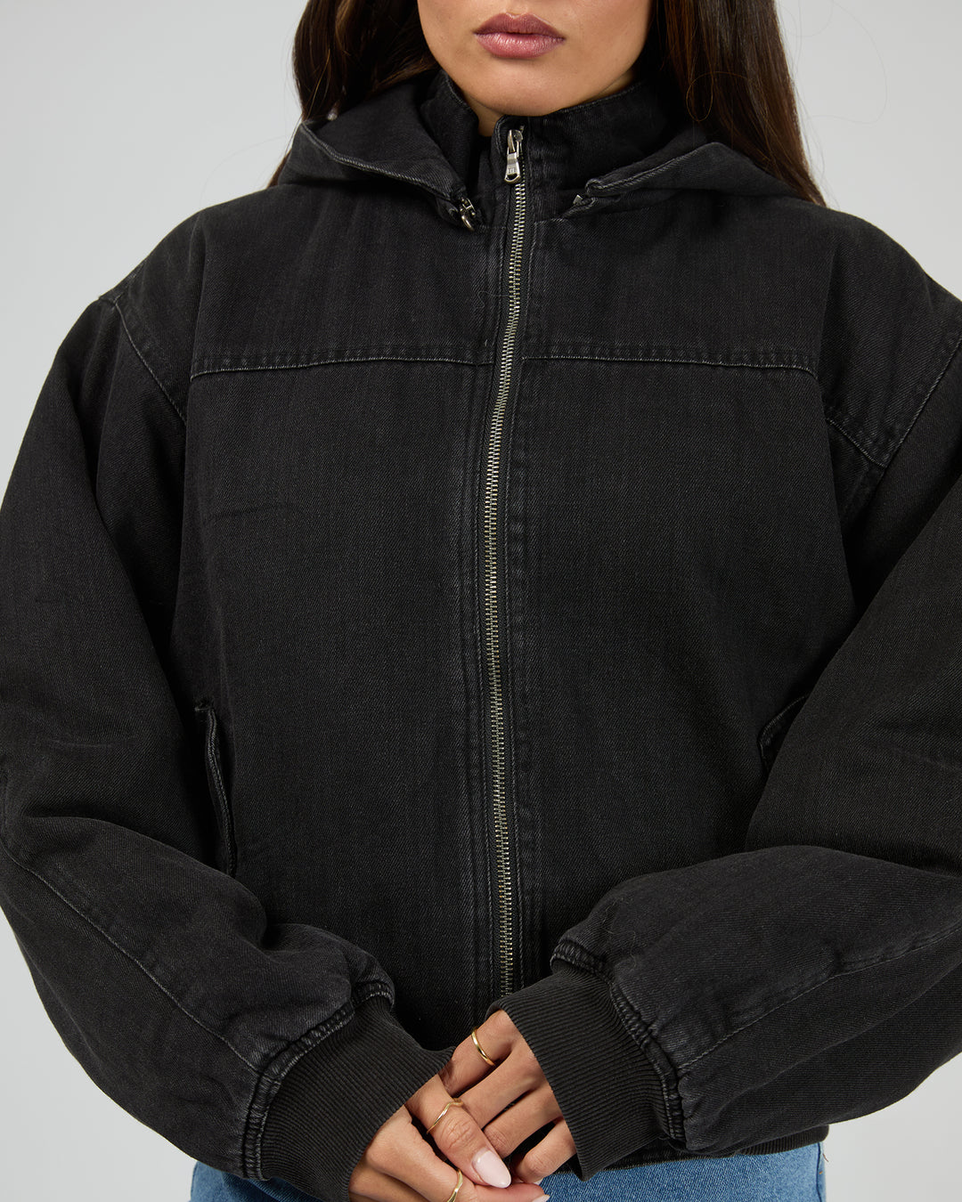 Brixton Denim Bomber Washed Black