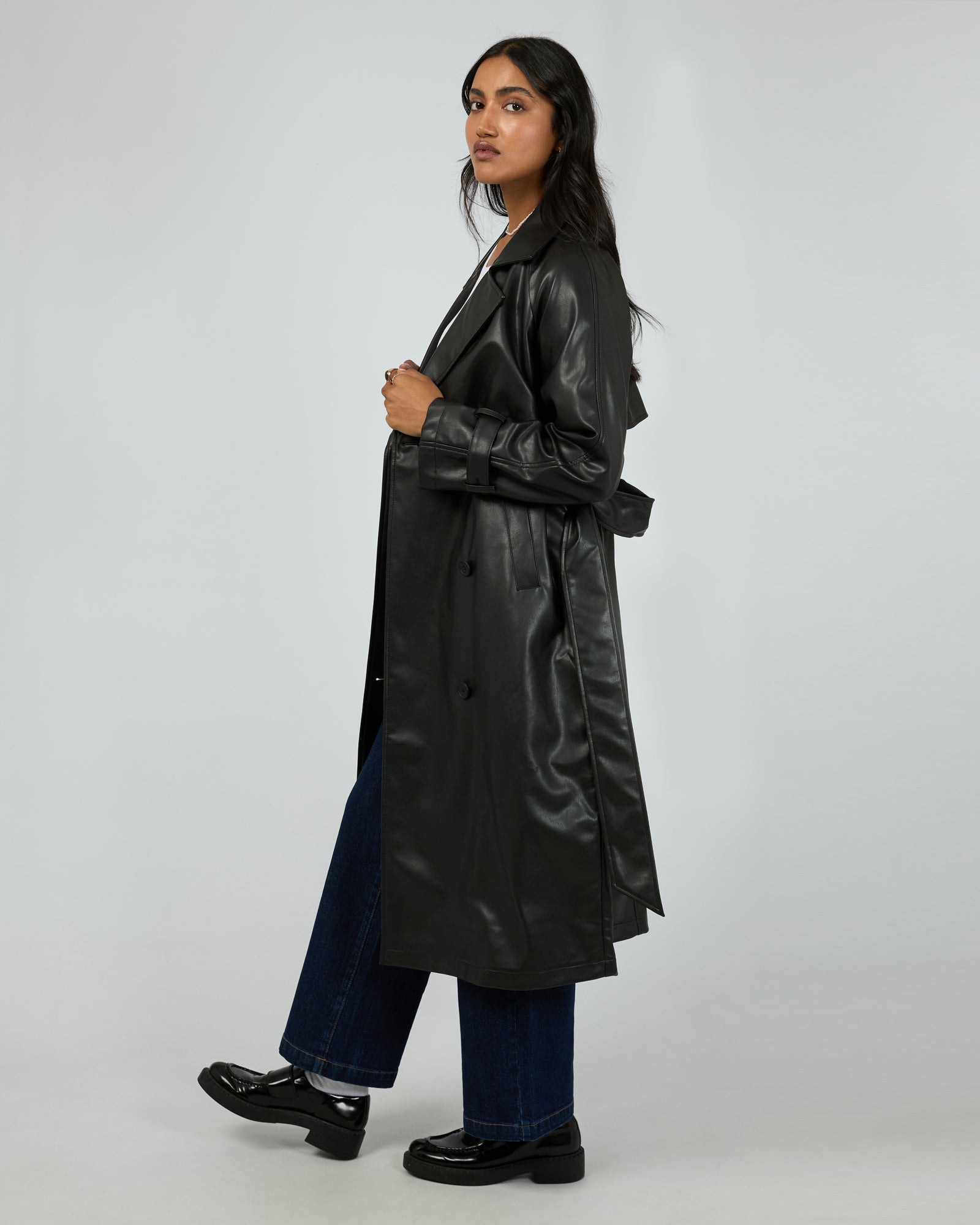 amerge. アメルジュ JQ slit trench tops BLACK Eve Luxe Trench Coat Black – All About Eve Clothing